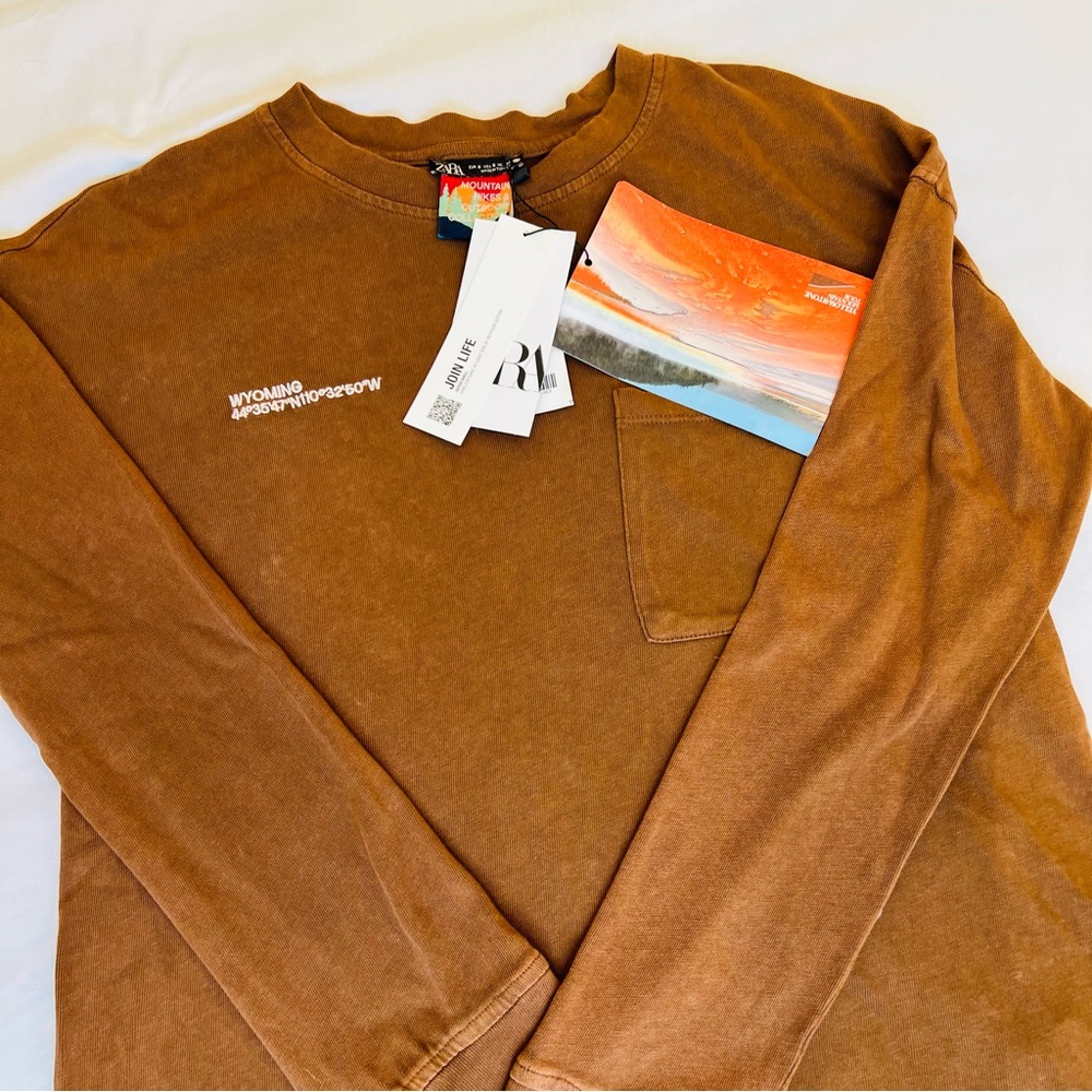 NWT Zara Long Sleeve Brown Size S